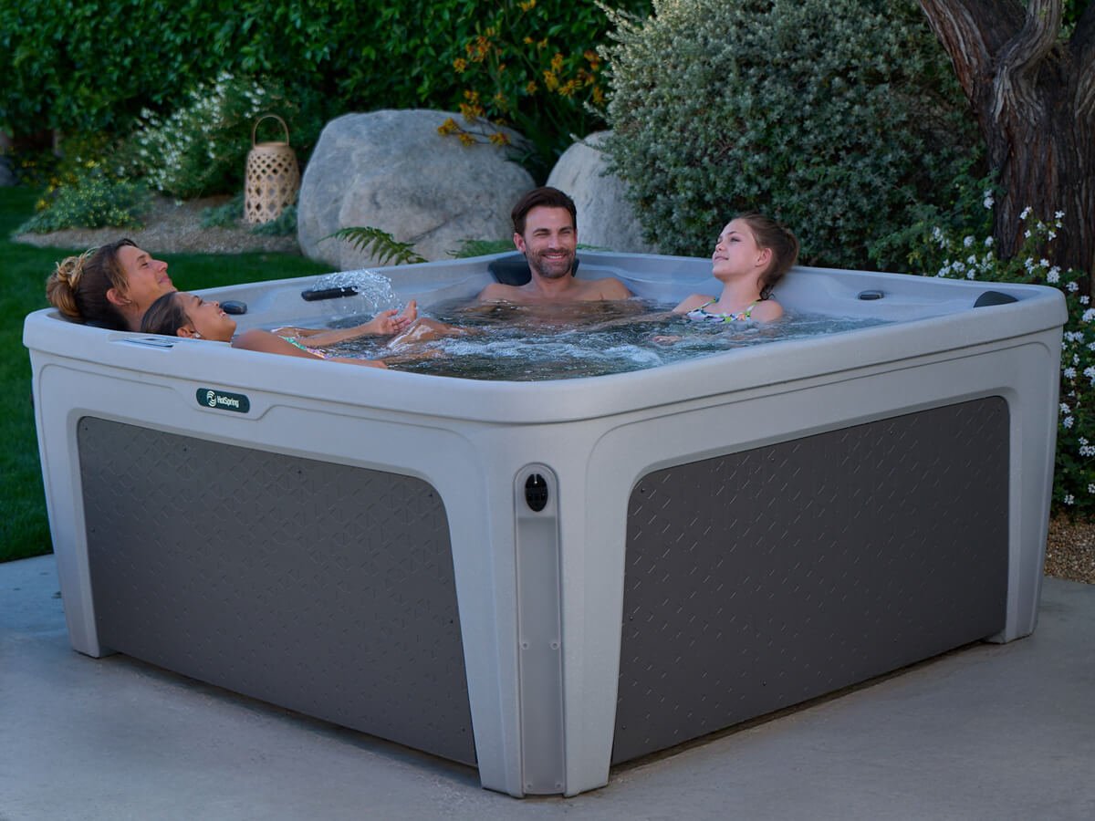 family relaxing in spa